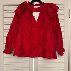 Sugarlips Vibrant Red Textured Blouse